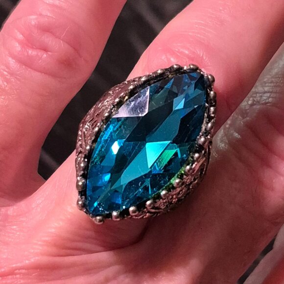 Handcrafted huge birthstone (December) ring. Costume. - Picture 1 of 4